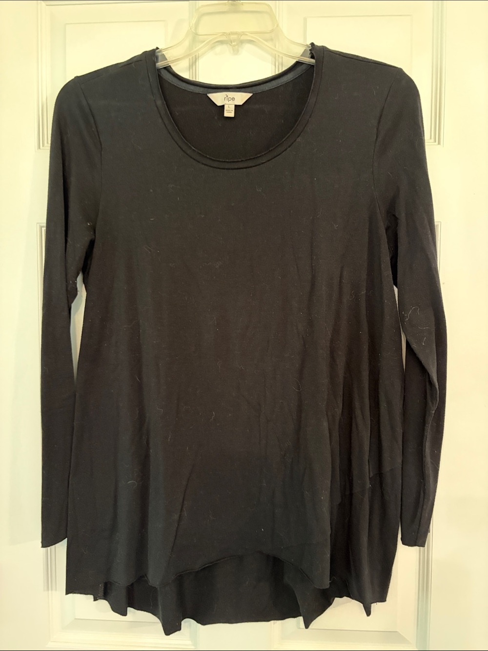 Nursing Black Long Sleeve Scoop Neck Tee